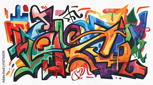Colorful graffiti on wall .. flat vector isolated on