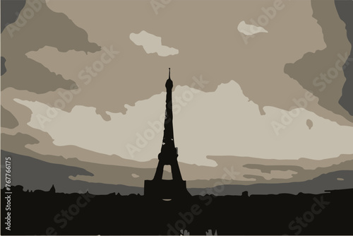 Print - Silhouette of the Eiffel Tower 
