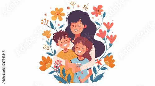 Happy Mothers Day template design. Cartoon photo 