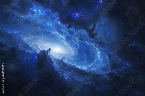 Majestic Spiral Galaxy Illuminated Against the Cosmic Darkness of Space © photolas