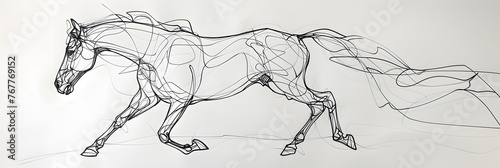 single continuous line drawing of a horse