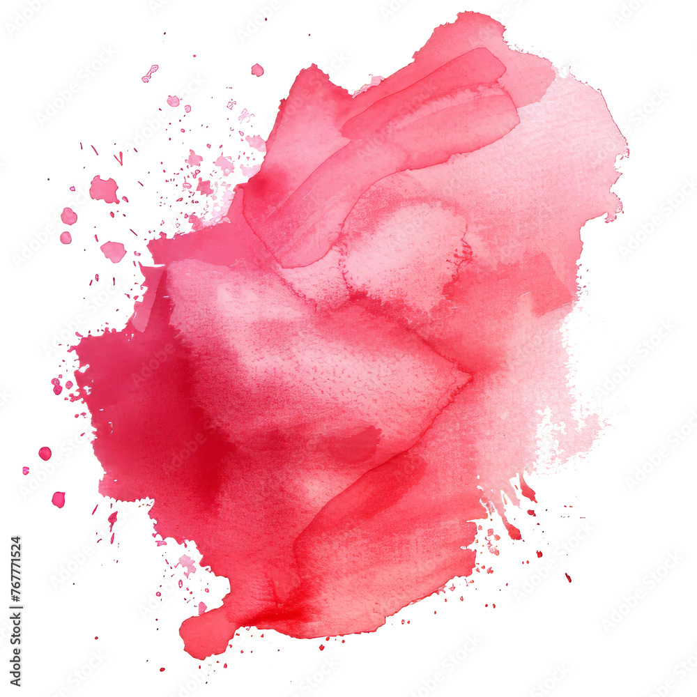 Red pink watercolor stain isolated on transparent background With clipping path. cut out. 3d render
