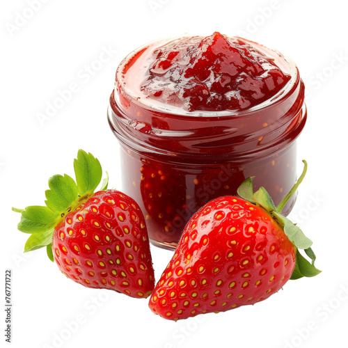 strawberry jam in glass jar