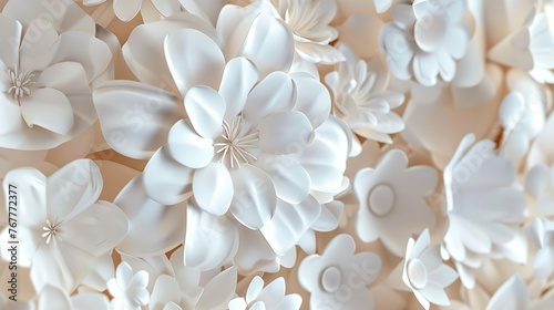 Paper White Flowers Background Valentine s Day