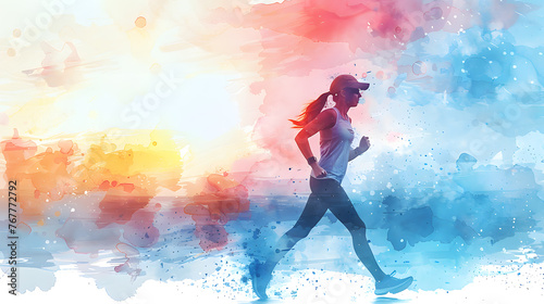 A jogger in watercolors © CanvasPixelDreams
