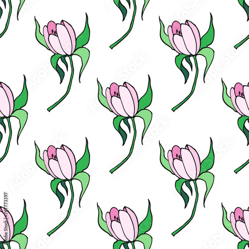 Small Pink Flower. Floral design. Hand-drawn flat image. Vector illustration.