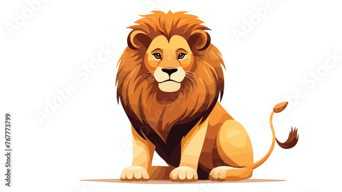 King lion wearing a crown isolated on white background