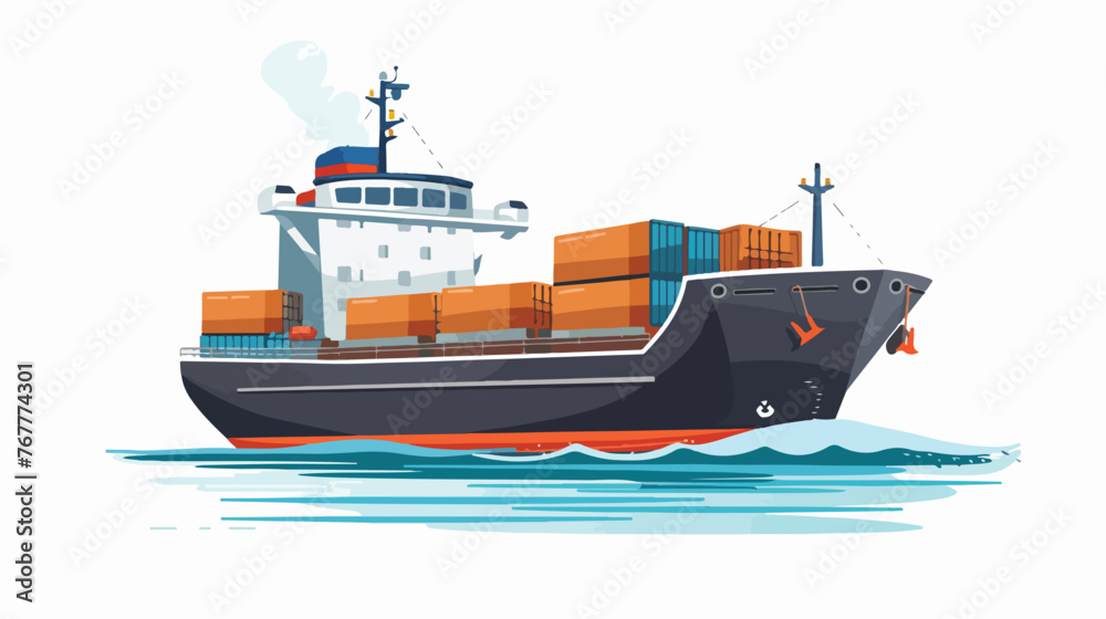 Large Delivery Service Company Cargo Boat Delivering