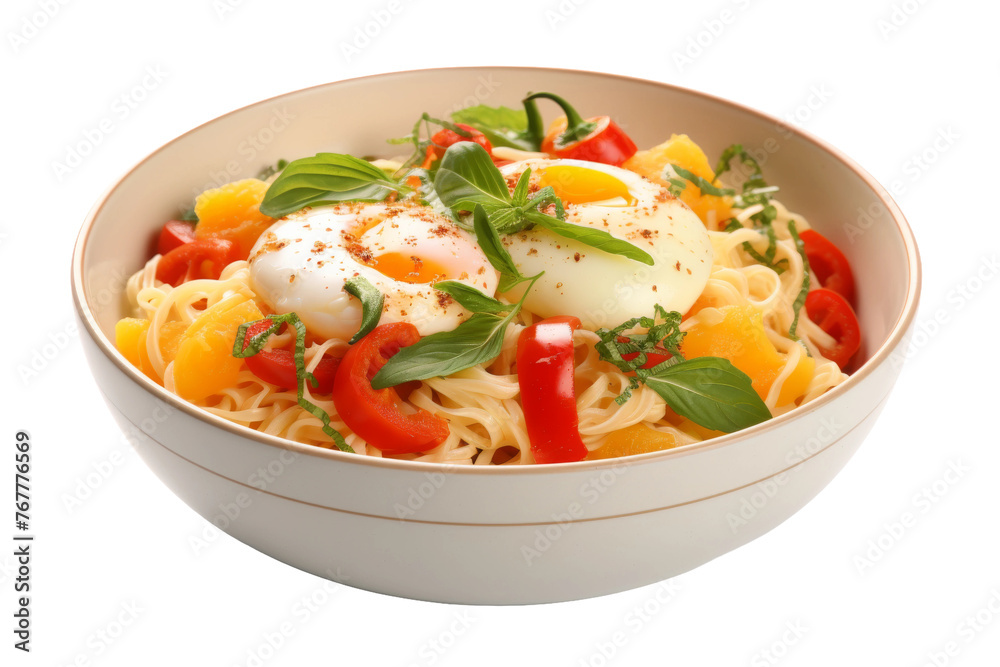 Wholesome Harmony: A Bowl Filled With Pasta and Fresh Vegetables. On a White or Clear Surface PNG Transparent Background. Wholesome Harmony: A Bowl Filled With Pasta and Fresh Vegetables. On a White or Clear Surface PNG Transparent Background.