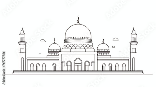 One continuous line drawing of a Mosque. Design Place