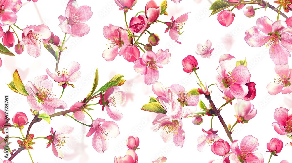 Seamless Pattern of Small Pink Flower Buds