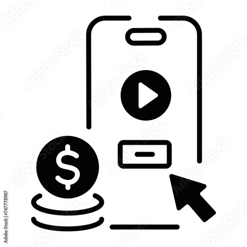 An editable line icon of mobile ppc 