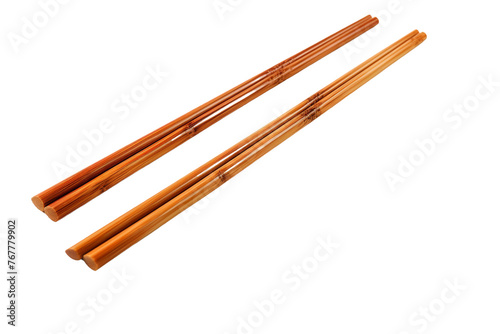 Elegant Chopsticks Embracing in Harmony. On a White or Clear Surface PNG Transparent Background.
