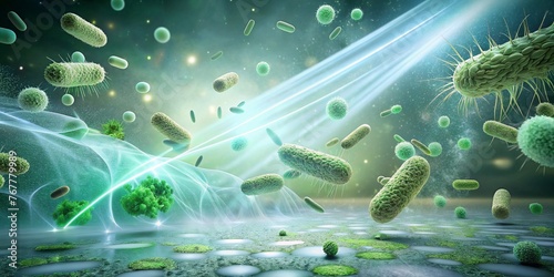 Spectral Killing - Escherichia Coli and Staphylococcus Bacteria - Microscopic View