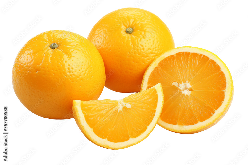 Citrus Symphony: Three Oranges Unveiled. On a White or Clear Surface PNG Transparent Background. Citrus Symphony: Three Oranges Unveiled. On a White or Clear Surface PNG Transparent Background.