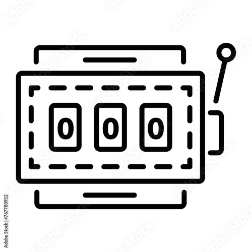 Handy linear icon of a slot machine 