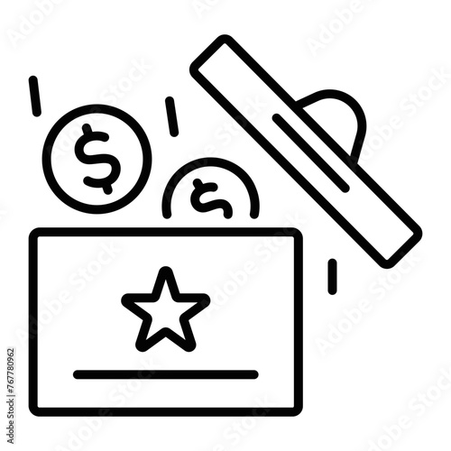 Trendy linear icon of cash prize 