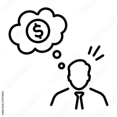 A linear style icon depicting money dream 