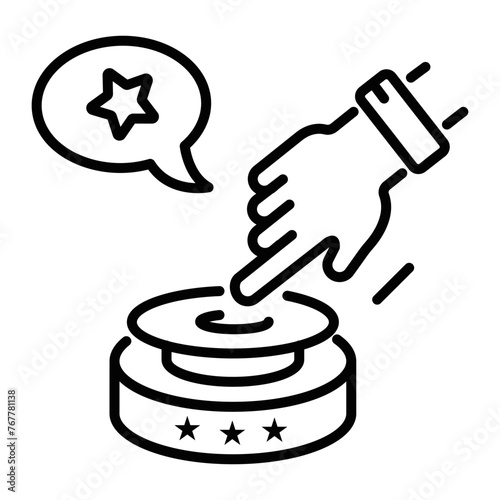Customizable linear icon of press button 