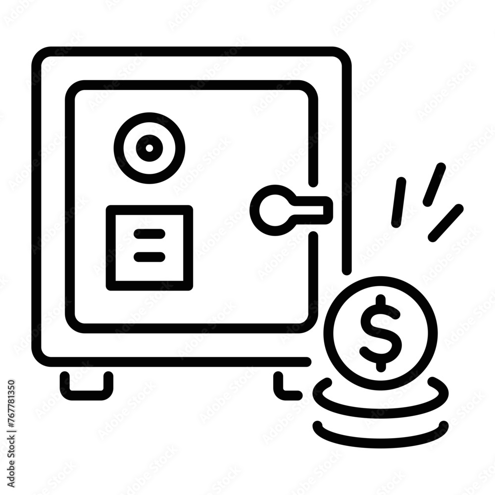 Handy line style icon of a money locker Handy line style icon of a money locker