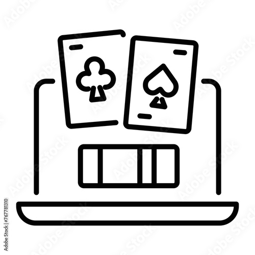 Premium line style icon of online poker 