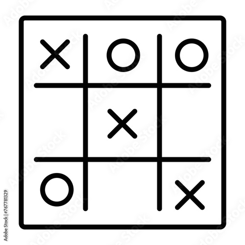 Trendy linear icon of tic tac toe game 