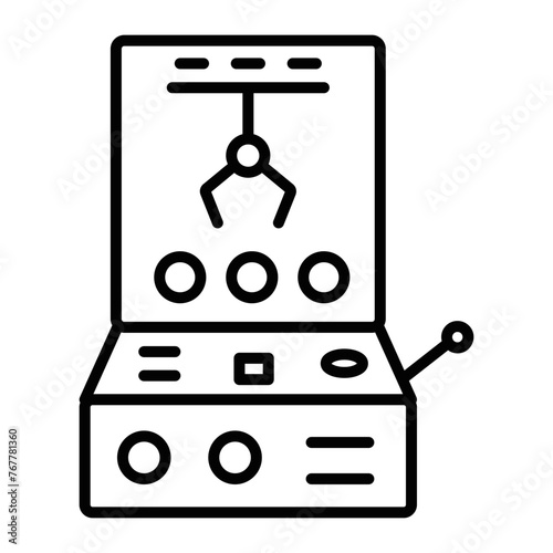 Trendy line style icon of a claw machine 