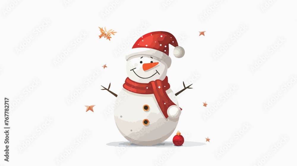 Snowman Santa Character with Star Flat vector 