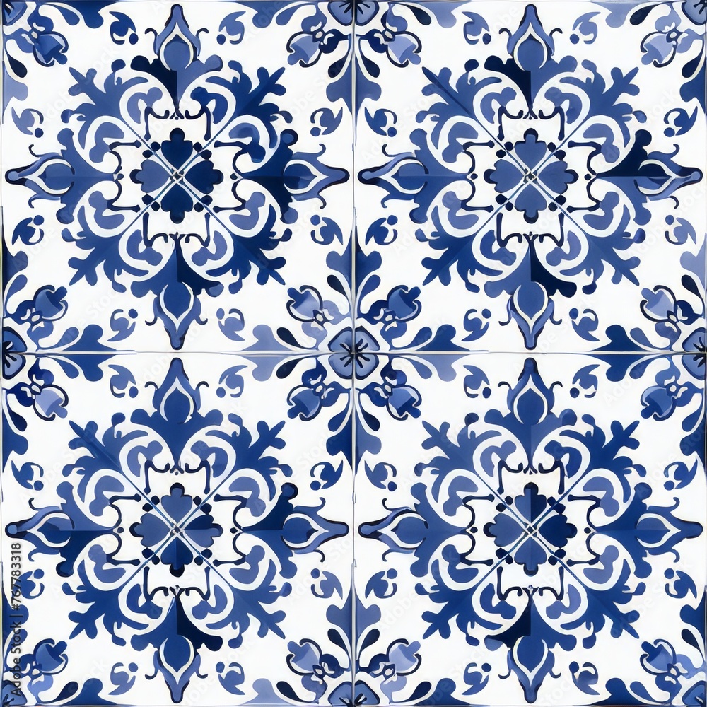 Repeating pattern inspired by Basque tile style. It has a seamless edge for continuous repeatability.