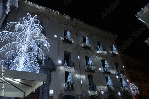 Obraz na płótnie Salerno, campania, italia, natale, luci d'artista, w salonie