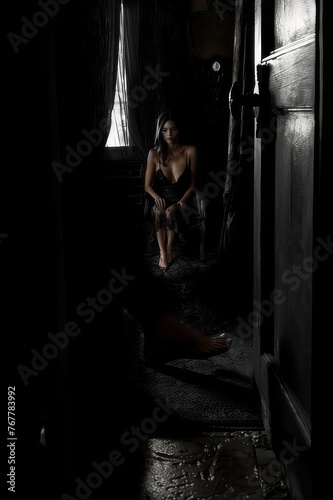 woman legs fine art with a black background