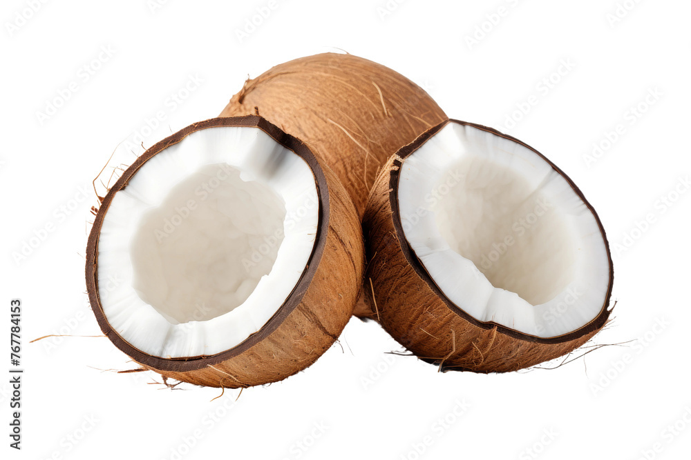 Towering Coconuts: a Tropical Duo. On a White or Clear Surface PNG Transparent Background. Towering Coconuts: a Tropical Duo. On a White or Clear Surface PNG Transparent Background.