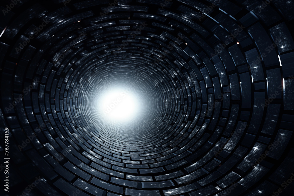 Obraz premium Abstract wireframe tunnel or wormhole. Wireframe Abstract Mesh with Hole.