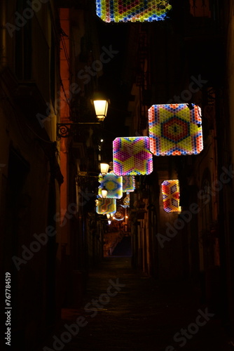 Obraz na płótnie Salerno, campania, italia, natale, luci d'artista, w salonie