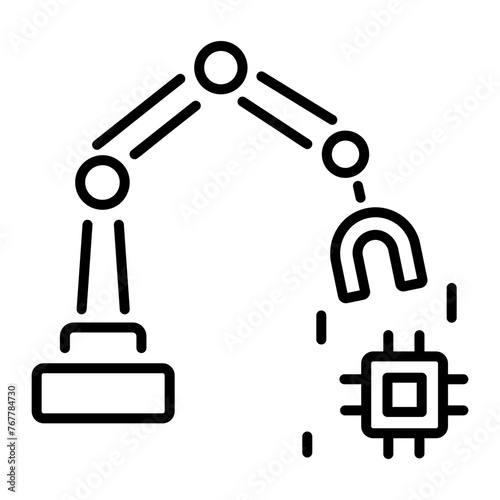 Check out linear icon of a mechanical robot 