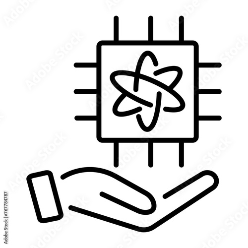 Customizable linear icon of quantum computing 