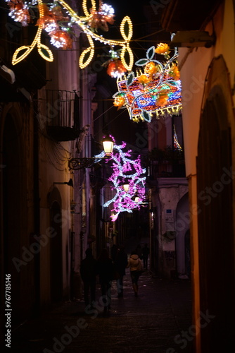 Obraz na płótnie Salerno, campania, italia, natale, luci d'artista, w salonie