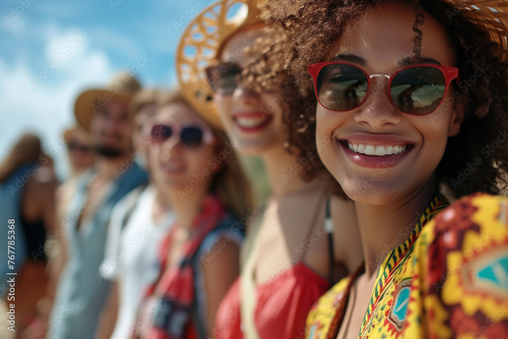 Beautiful woman with group friend enjoying a vibrant travel lifestyle, exploring exotic destinations, savoring local cuisine, and immersing themselves in cultural experiences worldwide. Beautiful woman with group friend enjoying a vibrant travel lifestyle, exploring exotic destinations, savoring local cuisine, and immersing themselves in cultural experiences worldwide.