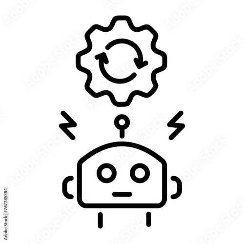 Here is line icon showing robot upgrade 