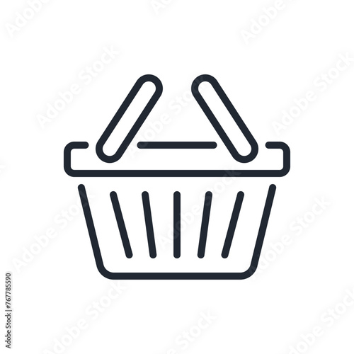 Shopping basket editable stroke outline icon isolated on white background flat vector illustration. Pixel perfect. 64 x 64.