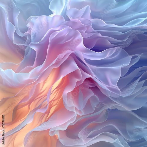 High-resolution abstract 8K artwork featuring a smooth blend of pastel tones and fluid shapes suggesting serenity and creativity