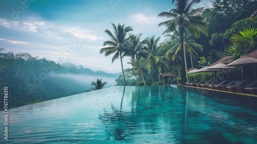 Tropical Infinity Pool Overlooking Jungle