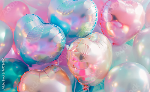 Iridescent Celebration: Holographic Foil Balloons on White photo