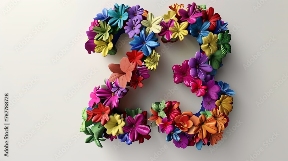 3d render of a colorful Number 23 on a white background 3d render of a colorful Number 23 on a white background