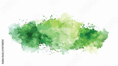 Watercolor stain of summer natural delicate green col photo