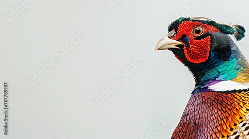 Ring-necked Pheasant on a white background photo