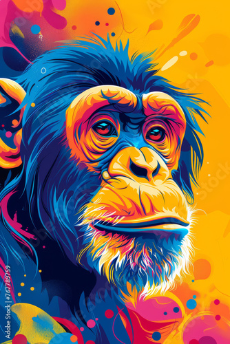 Colorful Cartoon Ape in vivid colors