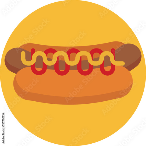 Sizzle and flavor collide in our street food icon featuring a juicy hotdog nestled in a golden bun, a tempting treat that embodies the essence of casual dining on-the-go.