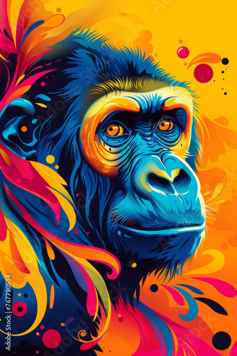 Colorful Cartoon Gorilla in vivid colors