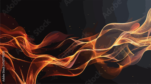 Abstract background fire wave on black flat vector isolated